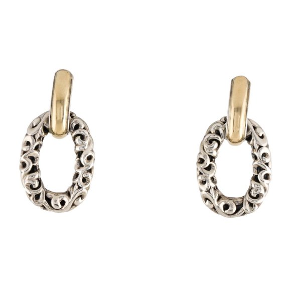 CHARLES KRYPELL 18K 14K & STERLING SILVER IVY DOOR KNOCKER EARRINGS - Picture 2 of 7